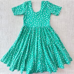 Alice + Ames Spring Green Floral Short Sleeve Ballet Twirl Dress VGUC 7